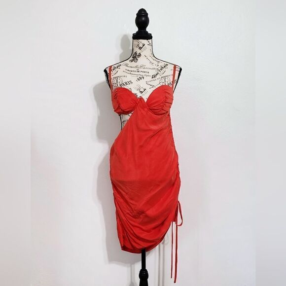 For Love And Lemons Rana Mini Dress In Red Size Small NWT - Picture 9 of 16